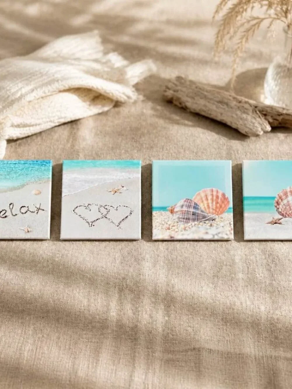 Relaxing Coastal Beach Canvas Wall Art Set